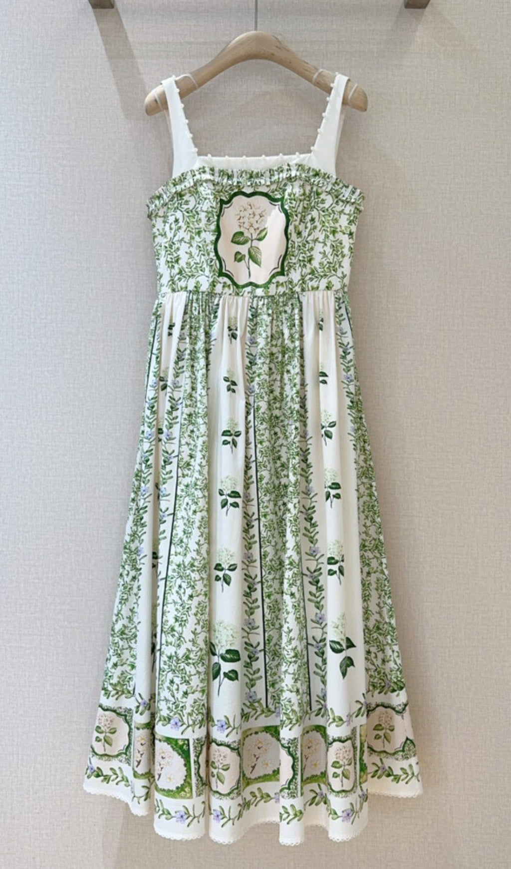 Eleazar Green Flower Printed Midi Dress Flowering Girl