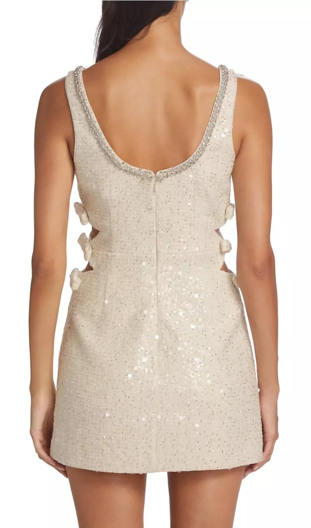Ayaan Ivory Boucle Cutout Mini Dress Flowering Girl