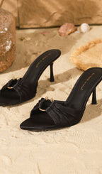 Haydn Black Hollowout Sandals Flowering Girl