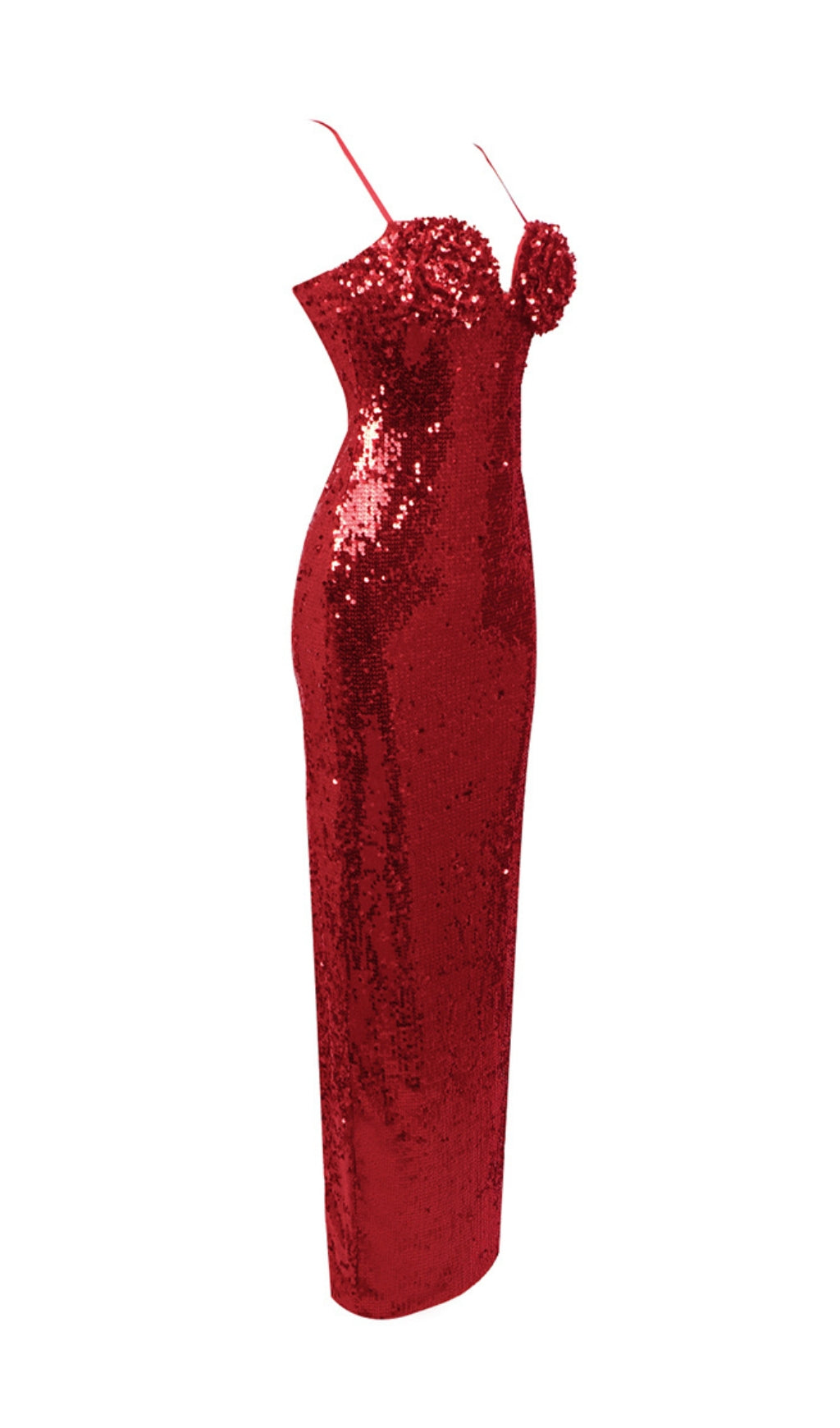 Aditi Red Flower Sequin Maxi Dress