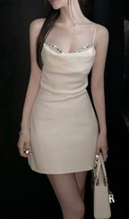 Satin Pearl Mini Dress In White Flowering Girl