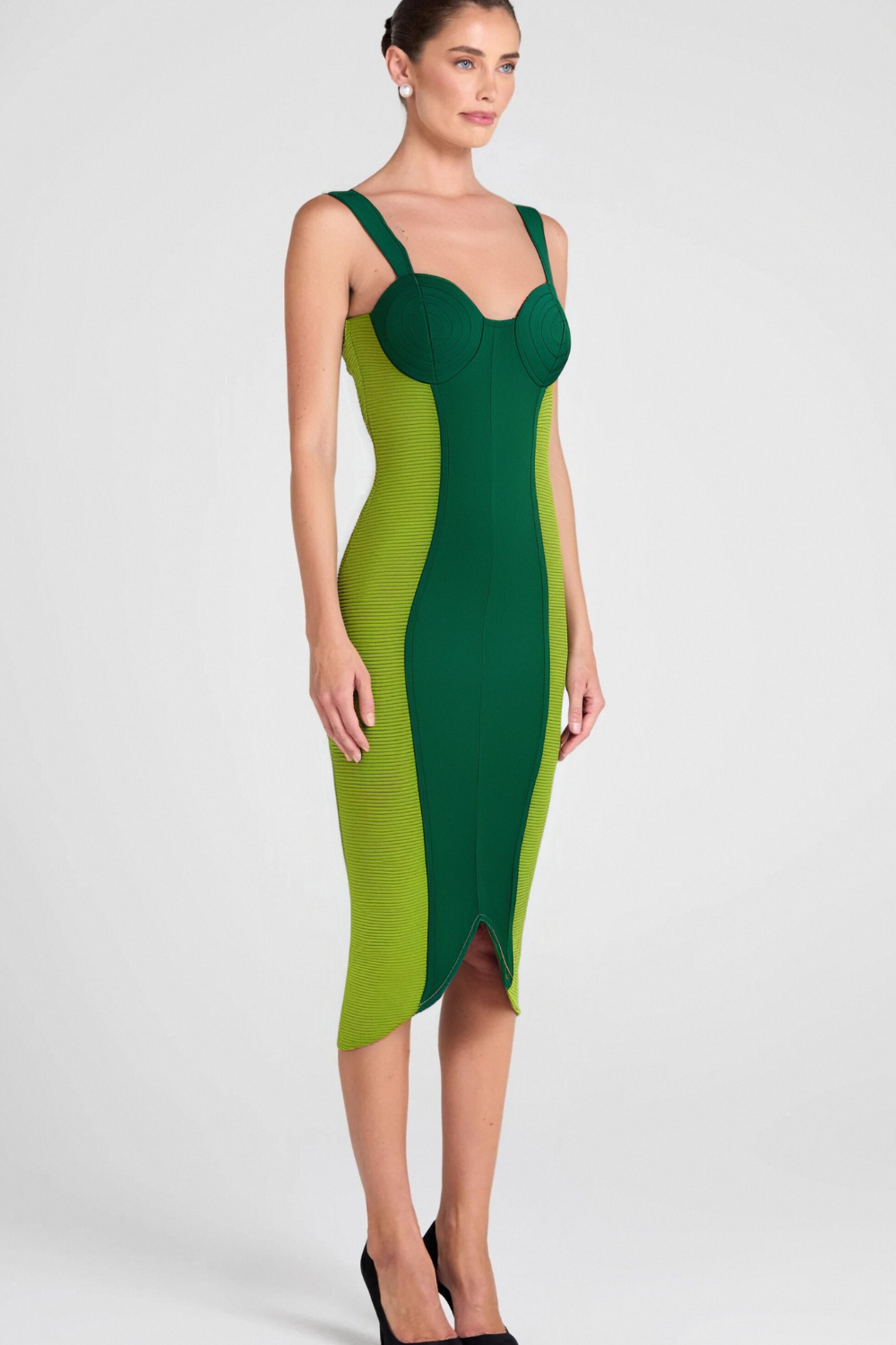Green Bandage Slip Midi Dress Flowering Girl