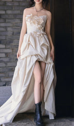 Dalal White Strapless Petal Wedding Dress Flowering Girl