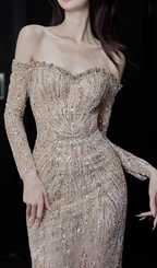 Garbo Long Sleeve Sequin Maxi Dress Flowering Girl