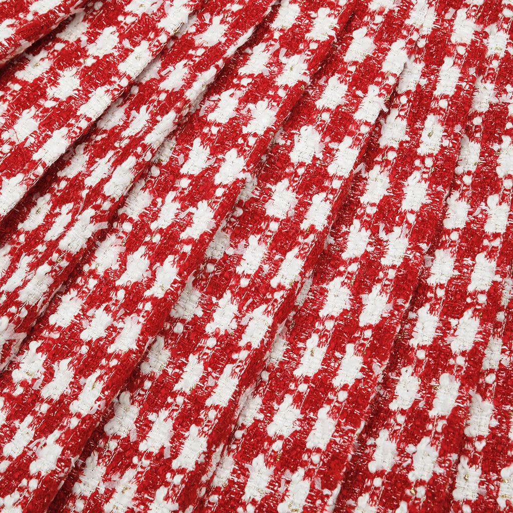 RED CHECK BOUCLE PLEATED MINI SKIRT Flowering Girl