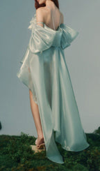 Kotono Blue Satin Halter Maxi Dress Flowering Girl