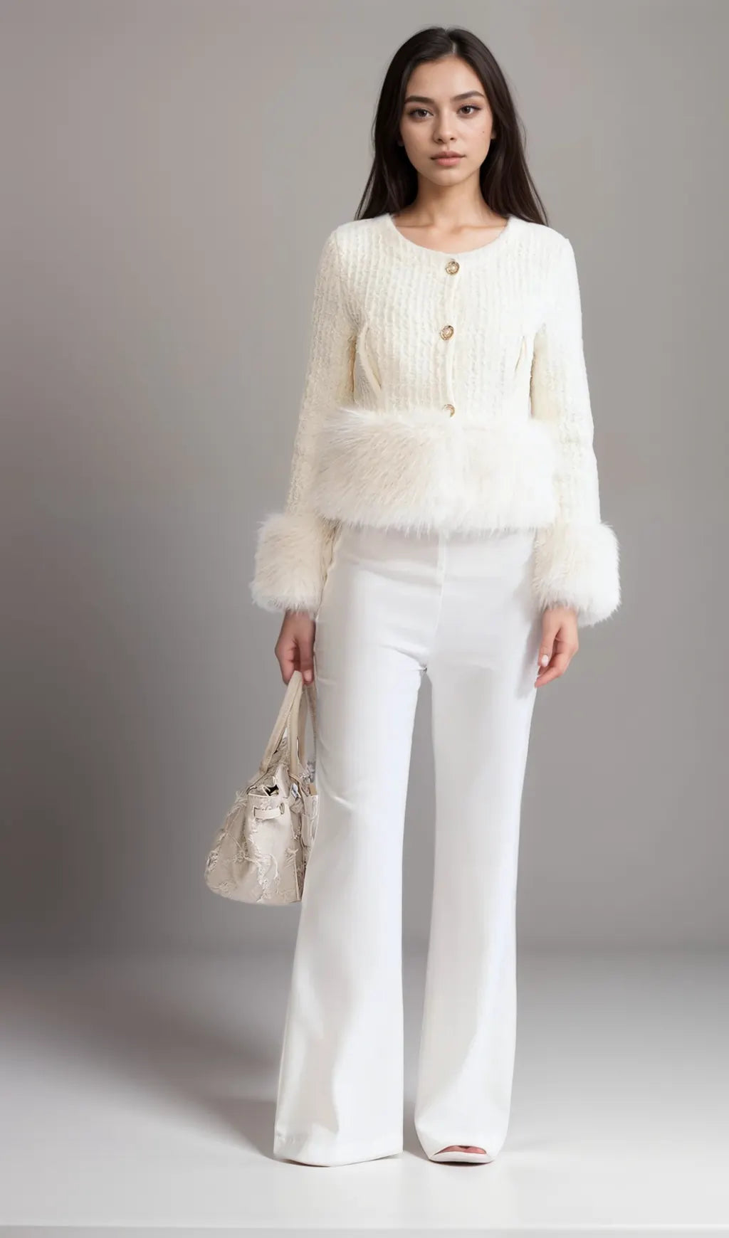 Tweed Jacket withFaux Fur Accents Flowering Girl