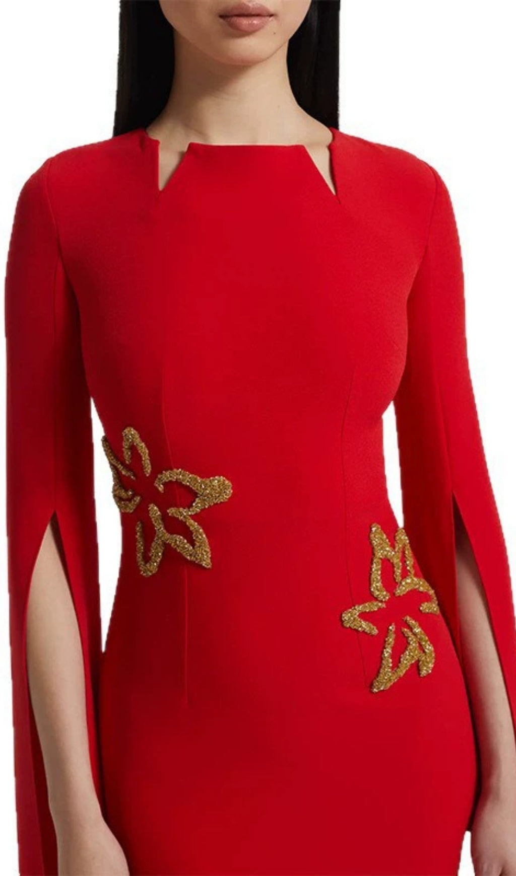 Ellera Red Long Sleeve Embellished Maxi Dress Flowering Girl