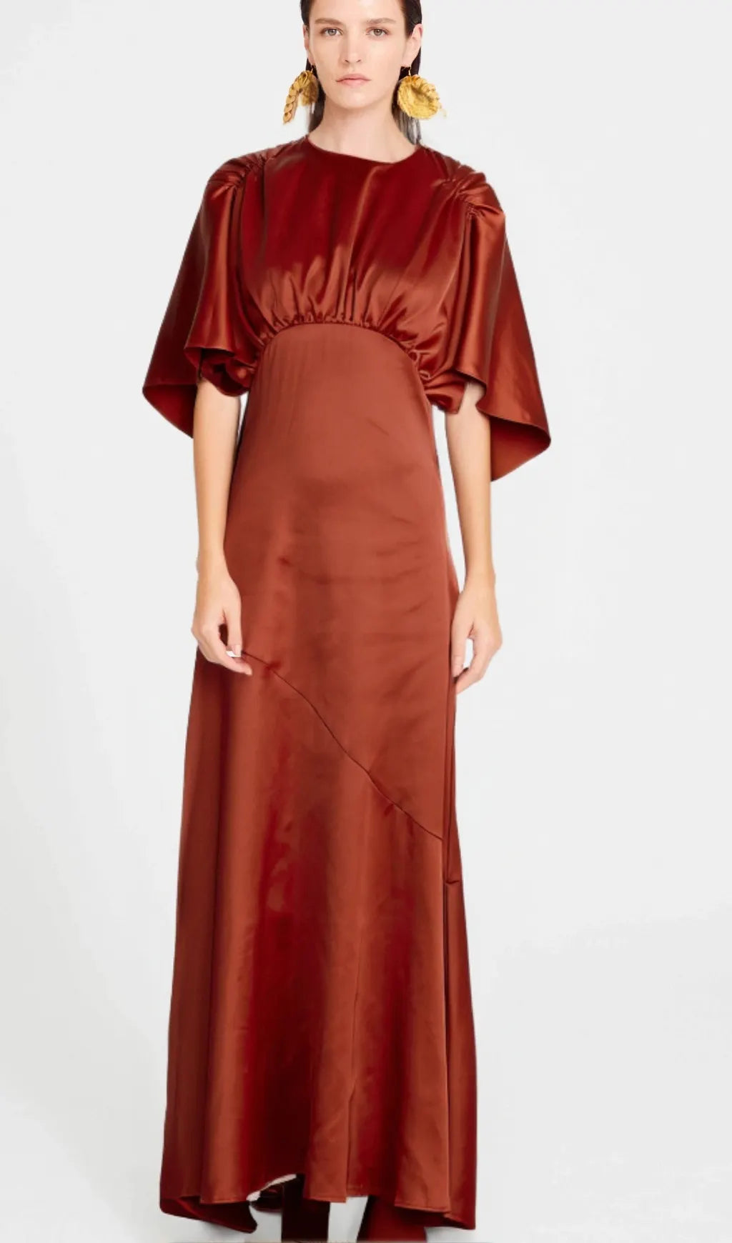 Zoé red cape-sleeve open-back maxi dress Flowering Girl