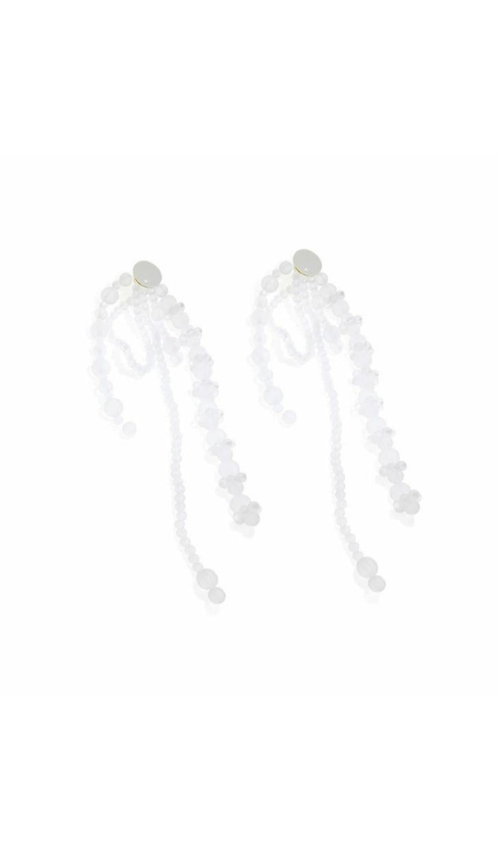 Amira White Pearl Acrylic Tassel Earrings Flowering Girl