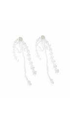 Amira White Pearl Acrylic Tassel Earrings Flowering Girl