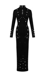 Ishana Black Long Sleeve Embellished Maxi Dress Flowering Girl
