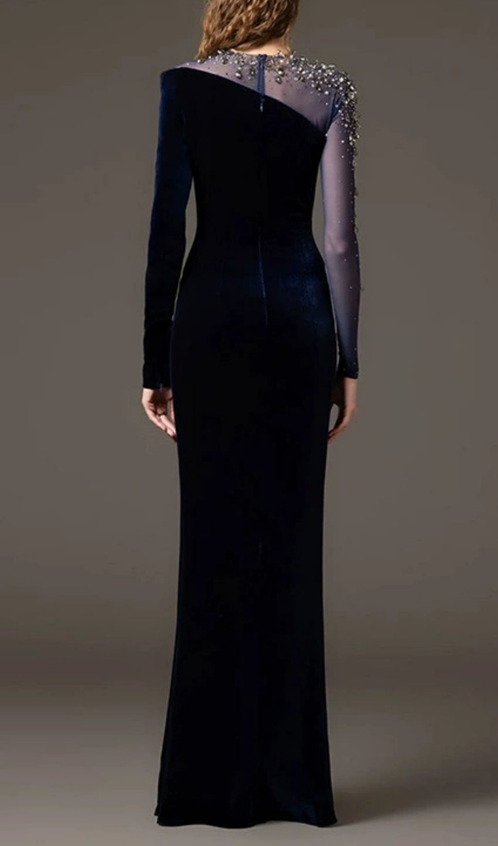 Hyalina Velvet Mesh Diamond Maxi Dress Flowering Girl