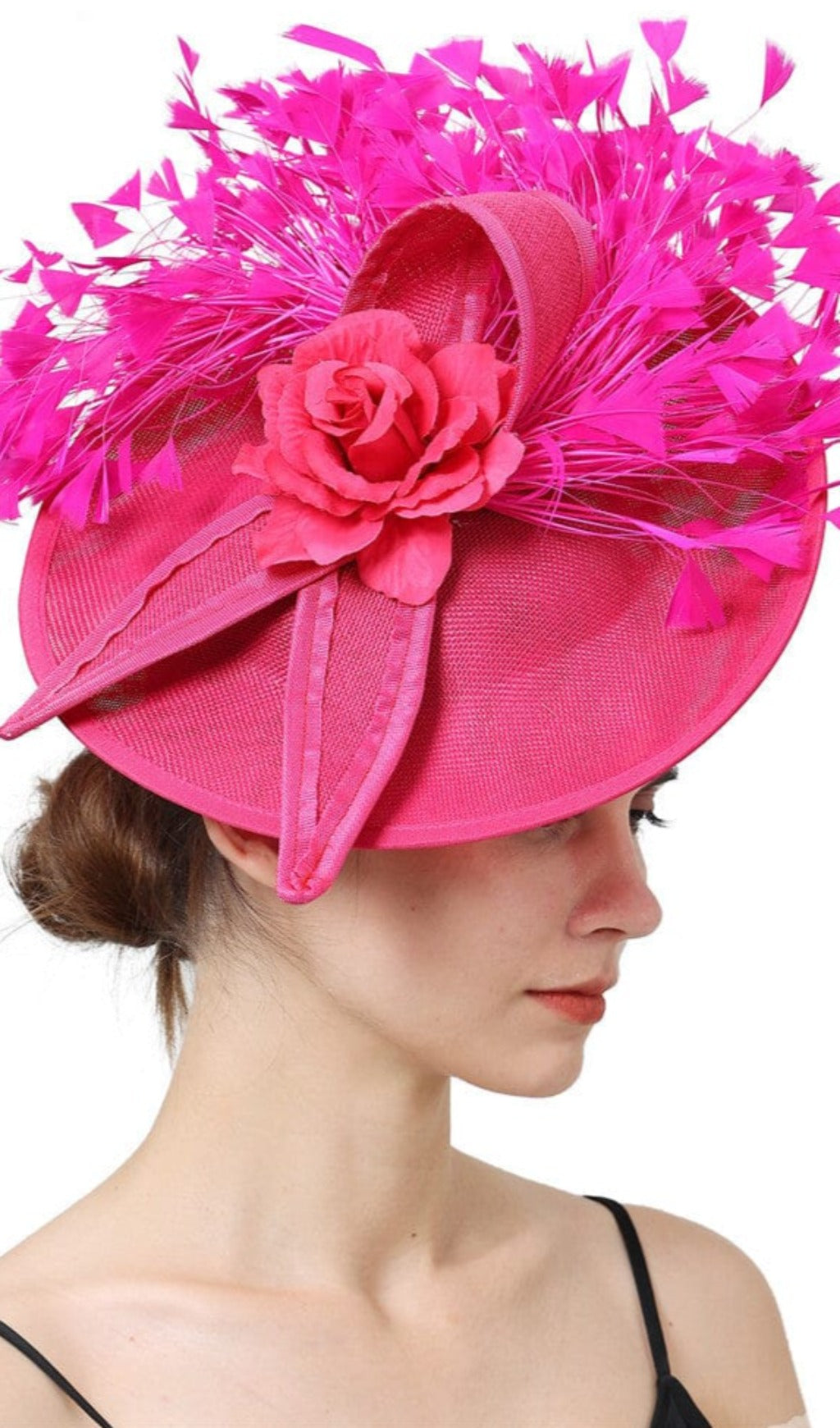 Pink Elegant Feather Fascinators Flowering Girl