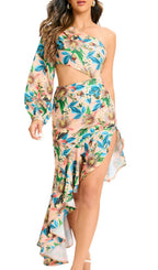 Javen Floral Printed One-Shoulder Maxi Dress Flowering Girl