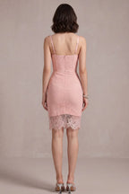 Light Pink Floral Lace Bodycon Dress Flowering Girl