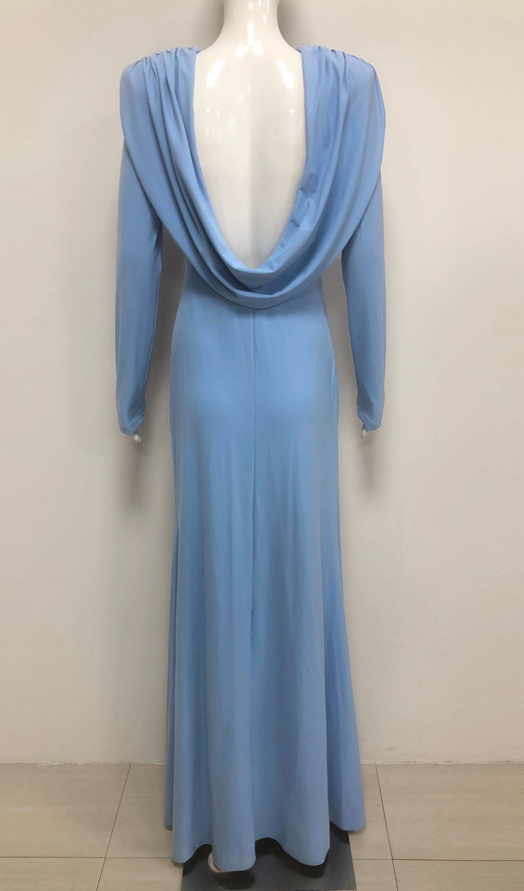 Isabis Blue Long Sleeve Backless Maxi Dress Flowering Girl