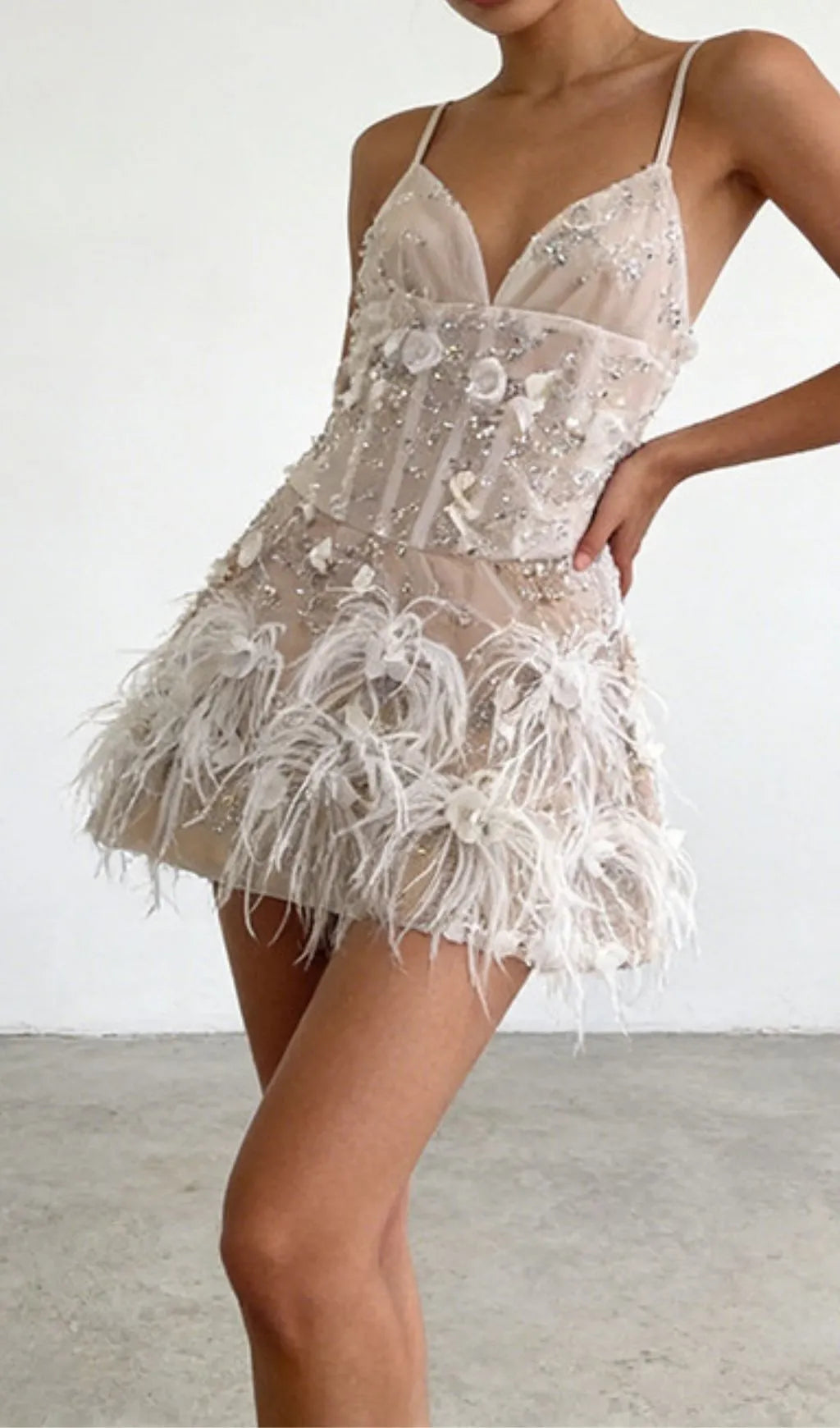 Kenza Strappy Diamante Embellished Mini Dress Flowering Girl
