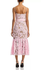 Crochet Lace Midi Dress Flowering Girl