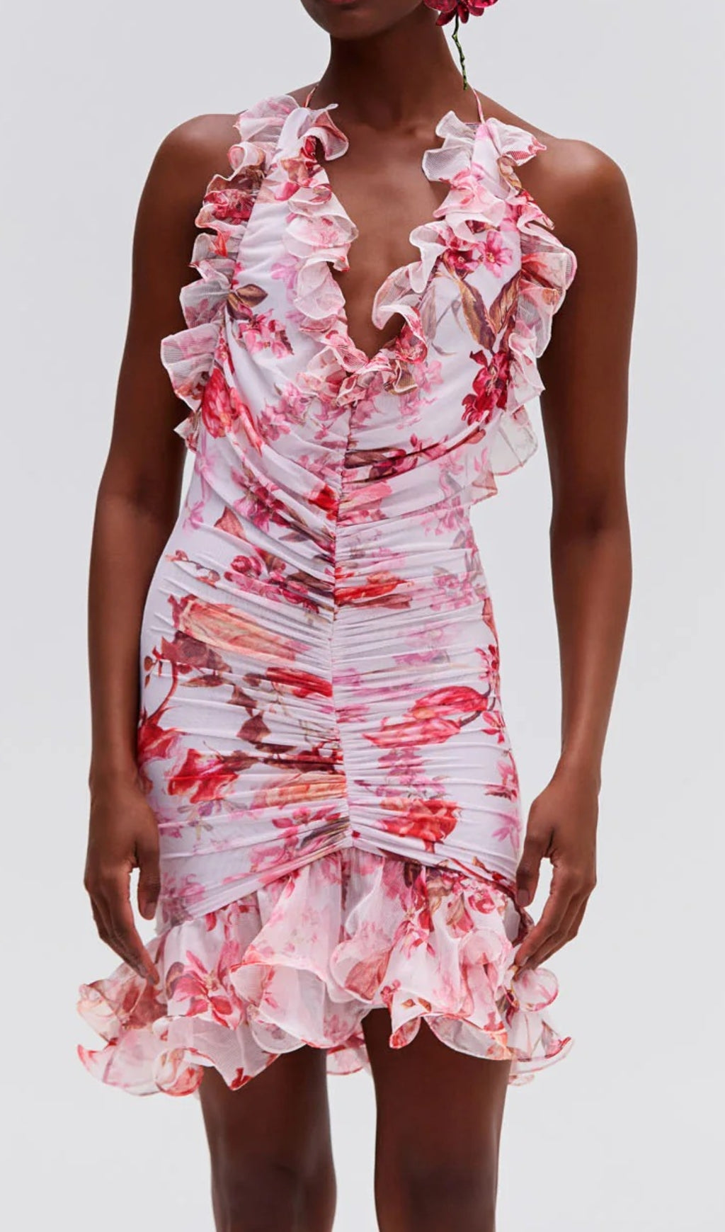 Floral Haze Stretch Tulle Sleeveless Mini Dress Flowering Girl