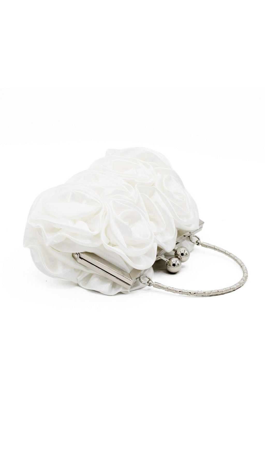 Adahy Flower Satin Bag In White Flowering Girl