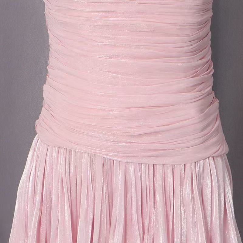 High Neck Keyhole Cape Puff Sleeve Ruched Pleated Mini Dress Flowering Girl