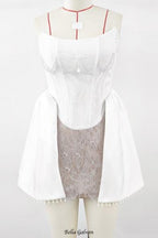 vicky pearl lace embellished bandage mini dress in white Flowering Girl