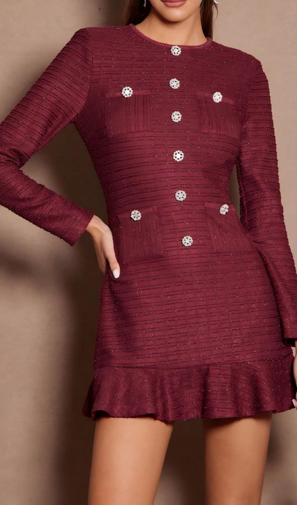 Lani Red Long Sleeve Mini Dress Flowering Girl