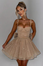 Jacqueline Mini Dress - Gold Sparkle Flowering Girl