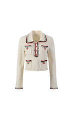 CREAM SEQUIN KNIT TOP WITH COLLAR Flowering Girl