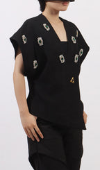 Gen Black Diamante Vest Flowering Girl