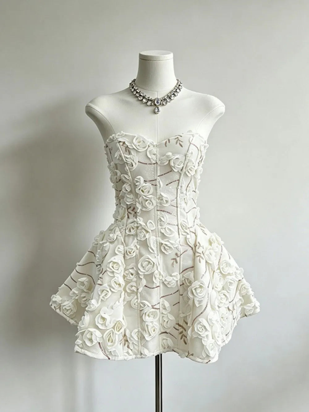 Ilvera Strapless Flower Sequin Mini Dress