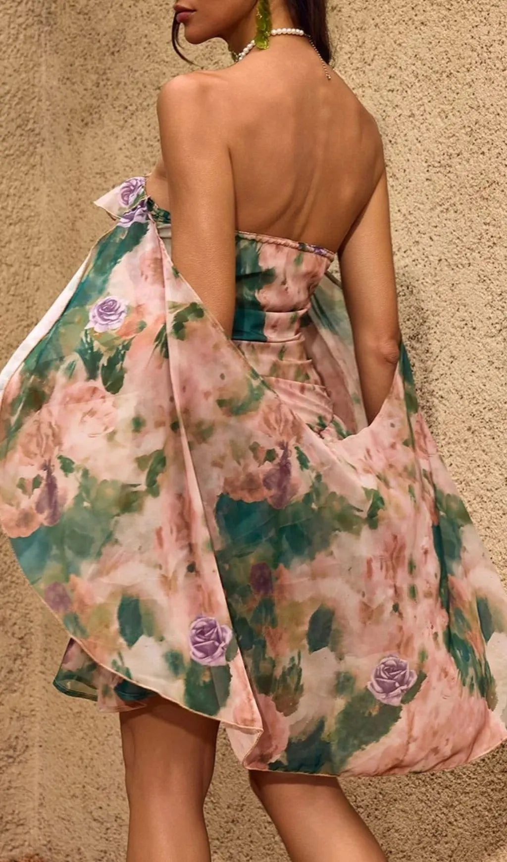 Chelan Cape Ruffle Floral Mini Dress Flowering Girl