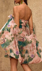 Chelan Cape Ruffle Floral Mini Dress Flowering Girl