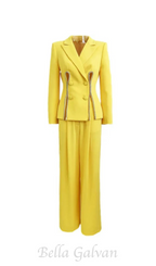 Yellow Double Breasted Pantsuit Flowering Girl