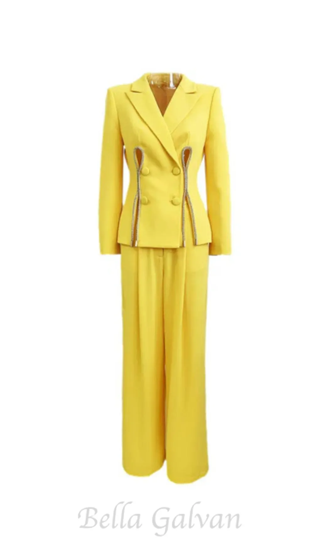 Yellow Double Breasted Pantsuit Flowering Girl
