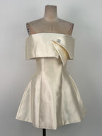 Brianna One-Shoulder Satin Mini Dress In Apricot Flowering Girl