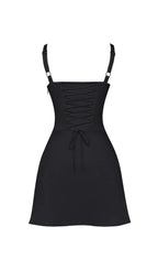 Black Corset Mini Dress Flowering Girl