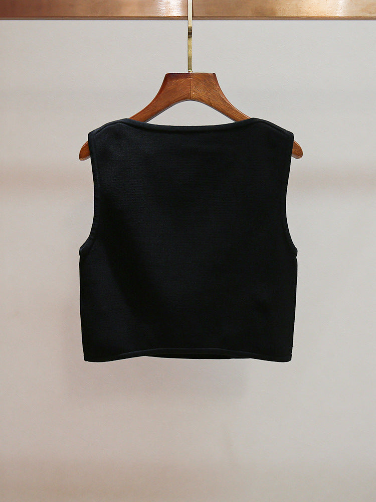Marcia Black Double Breasted Vest Flowering Girl