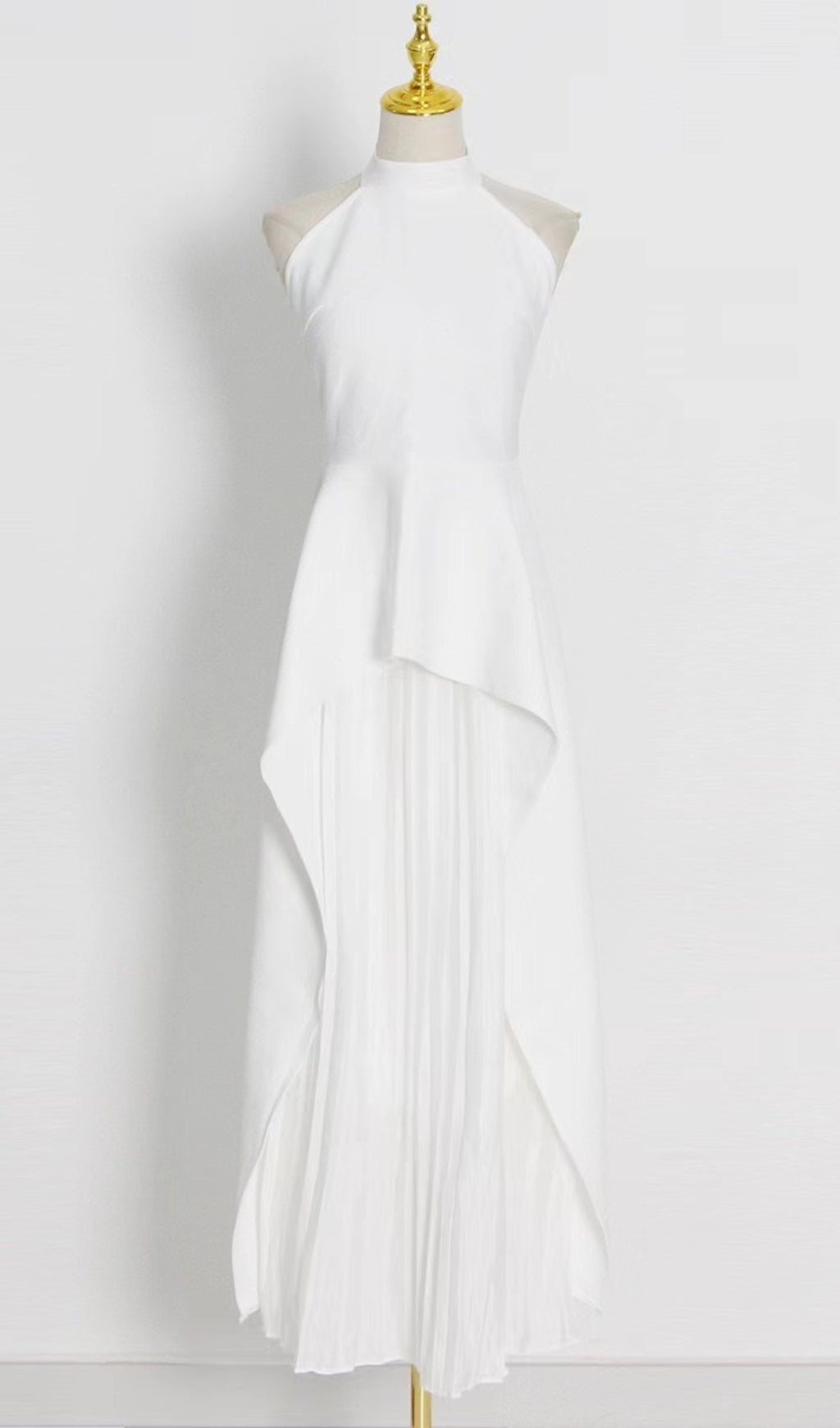 White Bandage Halter Irregular Maxi Dress Flowering Girl