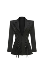 Ishan Black Lace-up Blazer Dress Flowering Girl