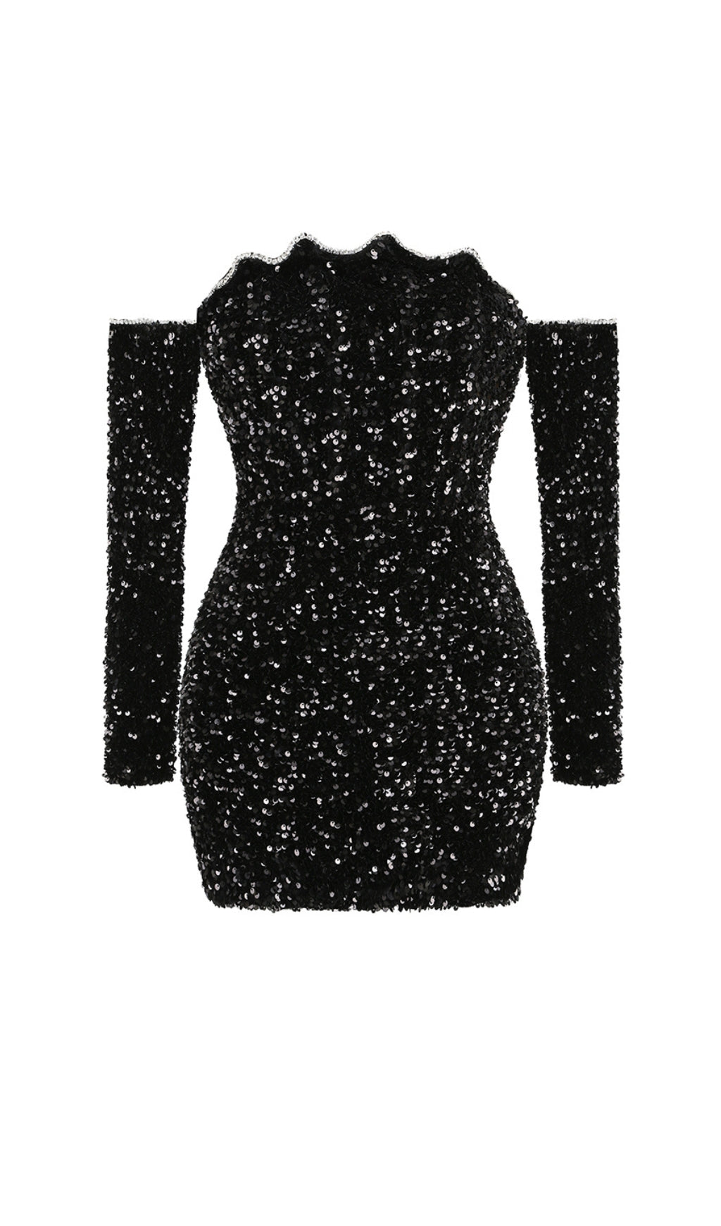 Black Patchwork Sequins Slimming Mini Dress