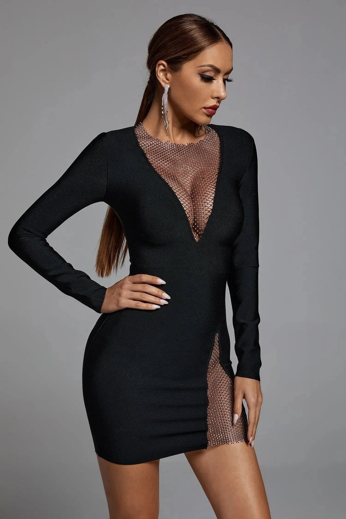 Ela V Neck Mesh Mini Dress Flowering Girl