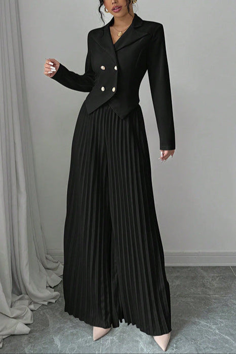Black Long-Sleeved Suit Flowering Girl