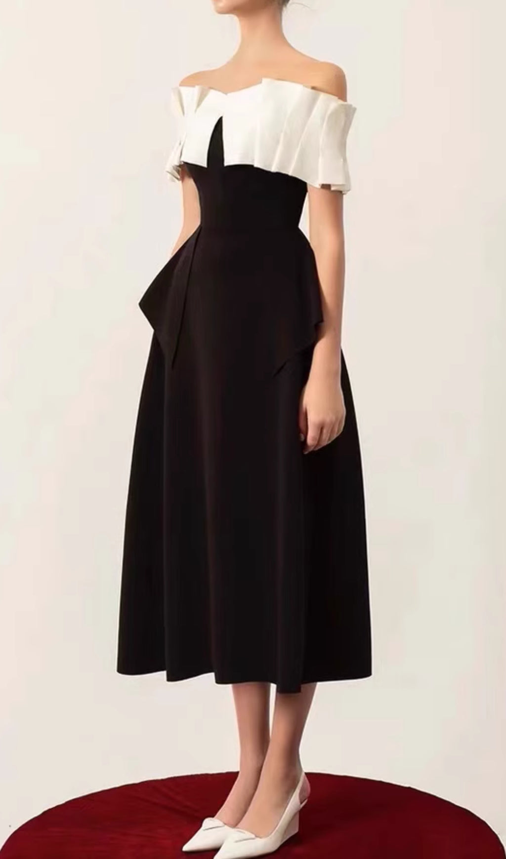 Chanon Black Off Shoulder Midi Dress Flowering Girl