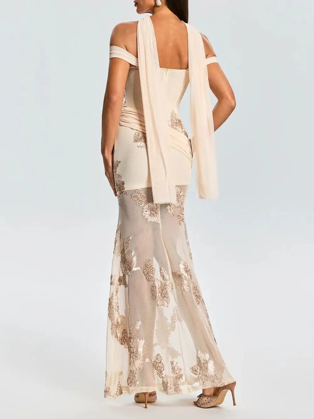 Eyranam Scarf Floral Maxi Dress Flowering Girl