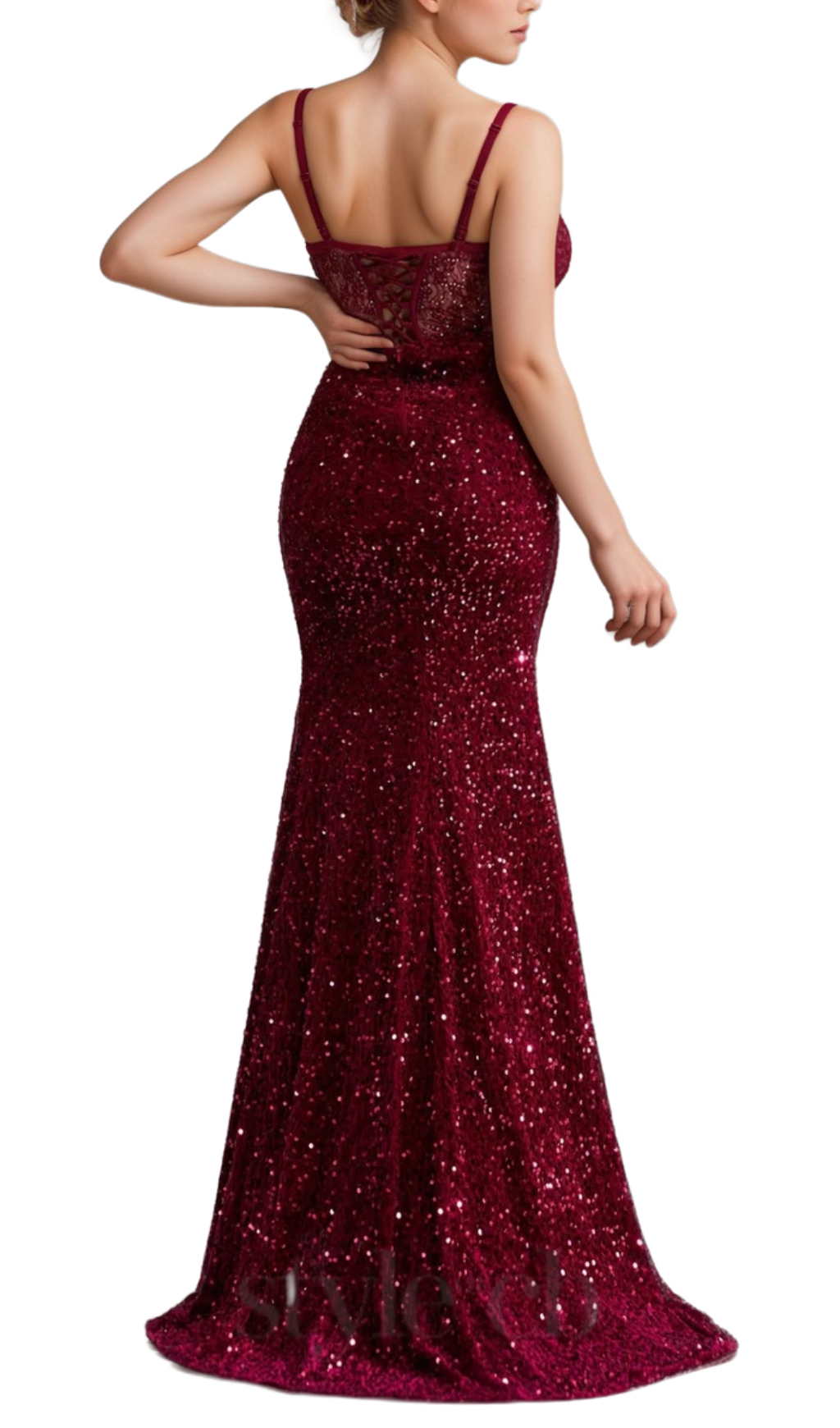 belinda lace corset sequin maxi dress in red Flowering Girl