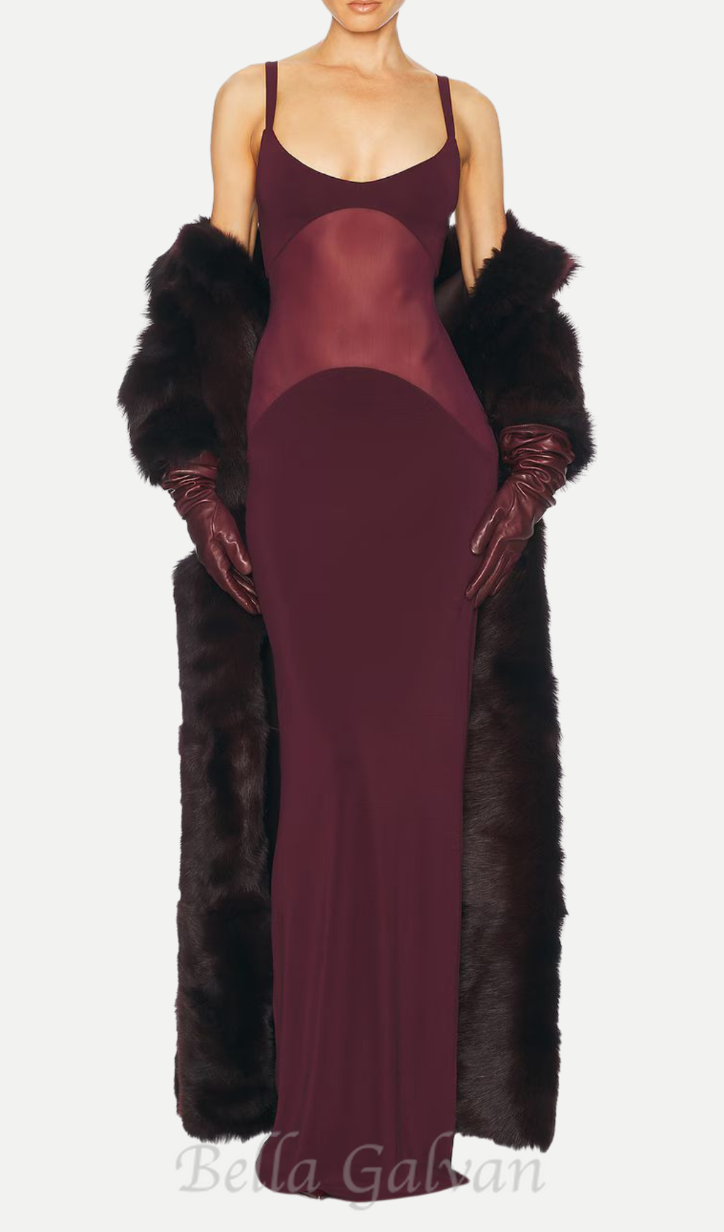 sheer knit curve maxi dress in merlot Flowering Girl