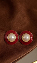 Adelheid Round Pearl Enamel Earrings Flowering Girl