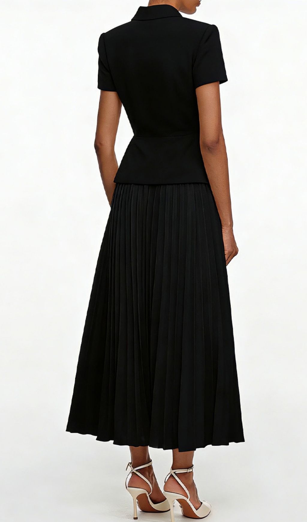 Keili Black Pleated Two-Piece Set Flowering Girl
